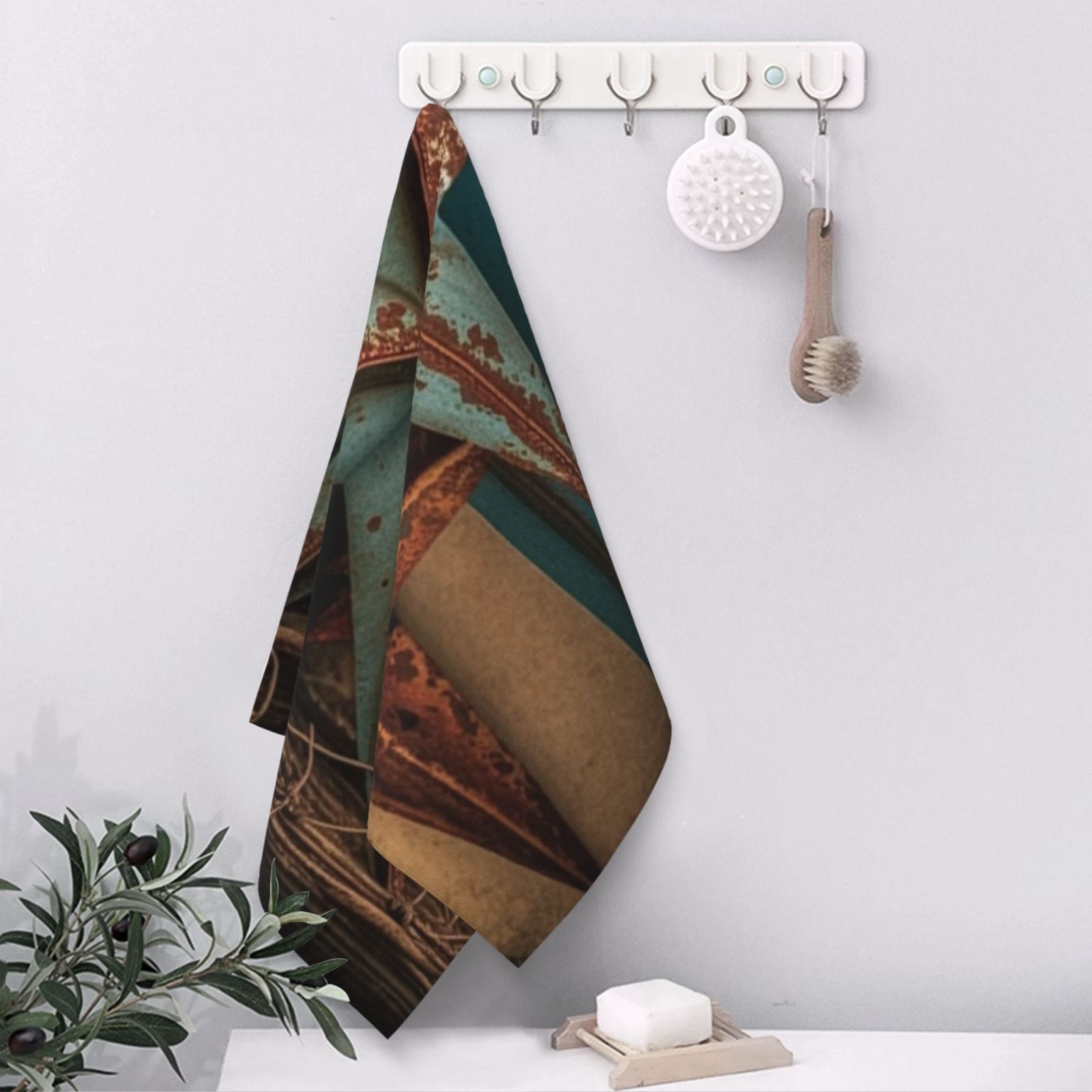 Rusty Stars Country Primitive Rustic Vintage 27.5" x 16" Ultra Soft Hand Towel, Face Wash Cloth for Bathroom, Gym, Travel, Pool