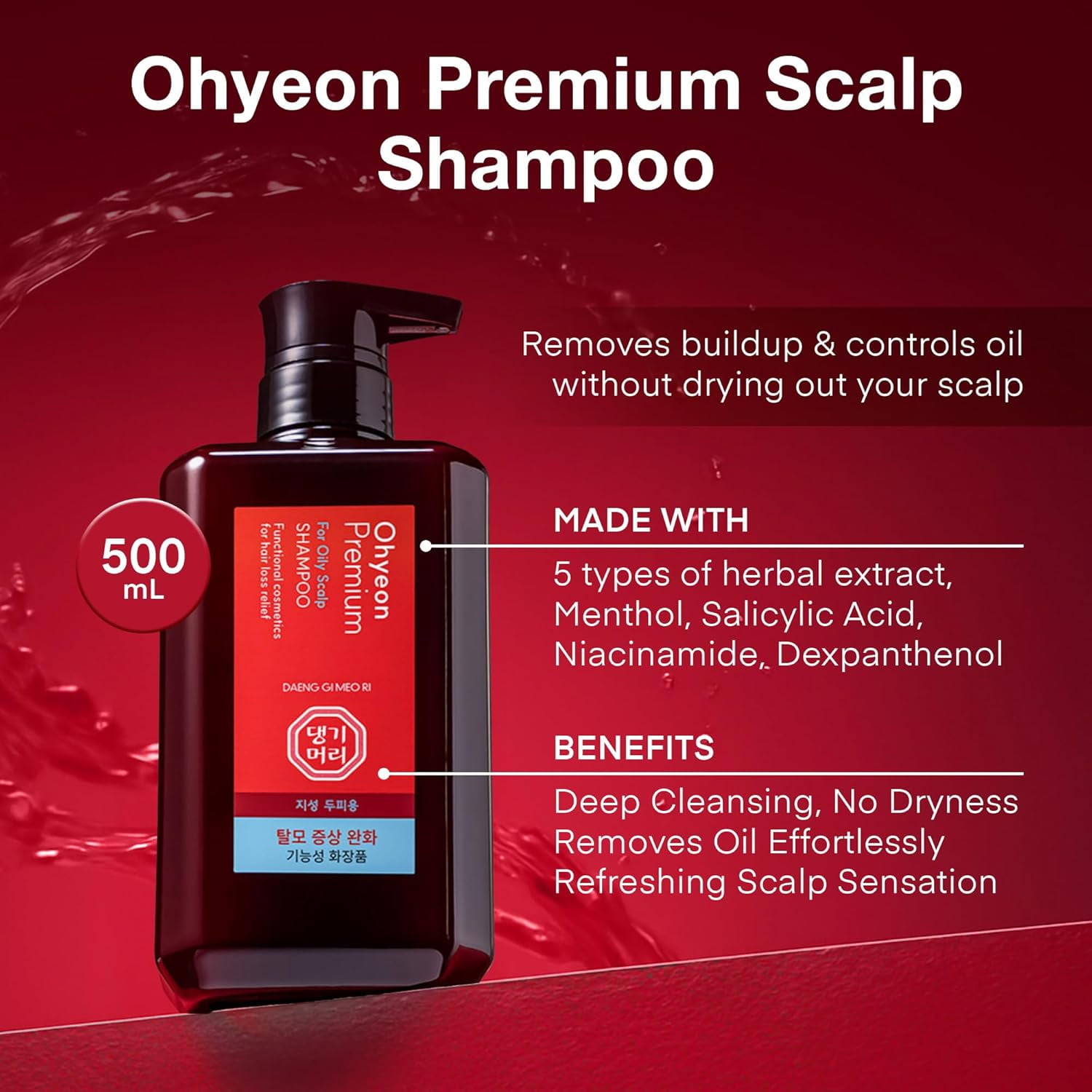 Daeng Gi Meo Ri Ohyeon Premium Shampoo for Oily Scalp 500ml and Ohyeon Premium Treatment for All Hair Types 500ml Set