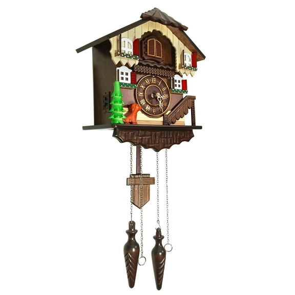 RUAIGRD Traditional German Style  Cuckoo Clock Black Forest House Clock Wooden Wall Pendulum Quartz Clock