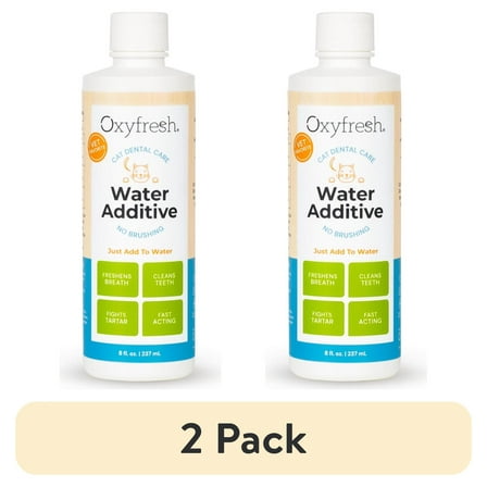 (2 pack) Oxyfresh Dental Cat Water Additive, Easy Solution for Fresh Breath & Teeth Cleaning, Just Add to Water, 8 fl. oz.