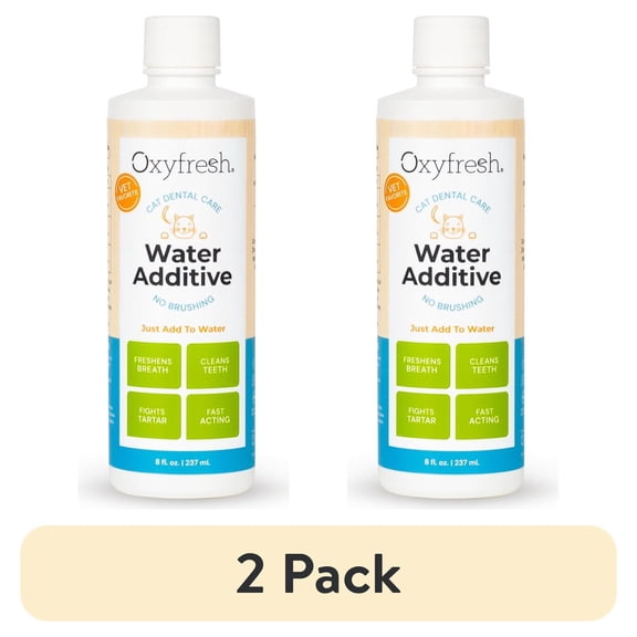 (2 pack) Oxyfresh Dental Cat Water Additive, Easy Solution for Fresh Breath & Teeth Cleaning, Just Add to Water, 8 fl. oz.