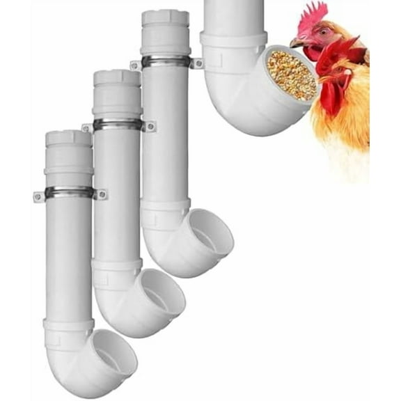 3Pack Automatic Chicken Feeder, PVC Pipe Hanging with Lid Hanging, for Chicken Poultry Feeder, Easy to Install and Clean$$Garden & Patio