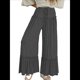 thumbnail image 3 of Pantalones Palazzo Holgados de Playa con Cintura Alta Elástica, Dobladillo con Volantes y Pierna para Mujer Gris Oscuro XS, 3 of 7