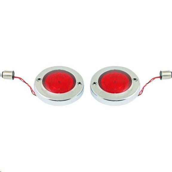 Custom Dynamics PB-FB-R-1156CR Probeam Flat Bezel LED Turn Signal Inserts for Models with 1156 Contact Bases - Chrome/Re