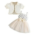 thumbnail image 2 of Piuwrlz Skirt and Jacket Set Girls Mesh Dress Set Short Sleeved Bow-knot Solid Color Printed Skirts Suits White Size 6 Months, 2 of 8