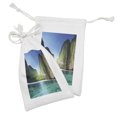thumbnail image 2 of Island Fabric Pouch Set of 2, Sunrise Image at Maya Bay in Phi Phi Ley Isle of Thailand Art Print, Drawstring Bag for Toiletries Masks and Favors, 9" x 6", Azure Blue and Multicolor, by Ambesonne, 2 of 2