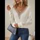 thumbnail image 5 of Suéteres de Larga para Mujer, de Otoño, con Encaje, Cuello en V, de Punto, Hombros Caídos, Jerseys, Tops. Lechoso L, 5 of 10