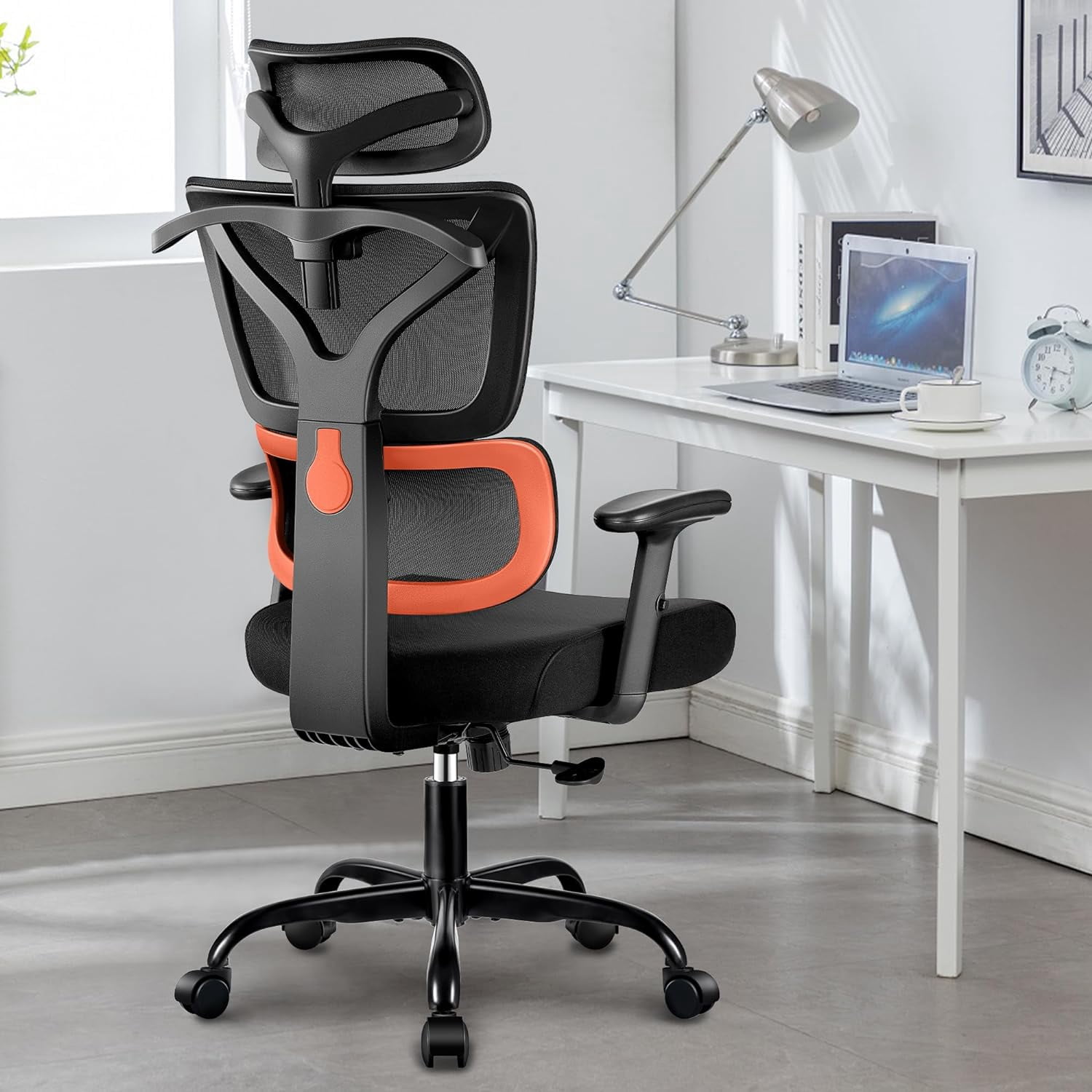 Office Chair, Ergonomic Desk Chair with Adjustable Height and Lumbar Support Swivel Desk Computer Chair with Flip up Armrests for Conference Room, Drak Gray