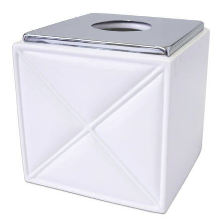 Por Bath Quilt Accessory Collection White And Chrome Ceramic Por Bath Quilt Accessory Collection White And Chrome Ceramic Tissue Box Cover