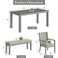 thumbnail image 5 of RoyalCraft 6 Pieces Patio Dining Sets, Aluminum Outdoor Dining Table with 4 Chairs and Bench, Outdoor Patio Dining Furniture Set with Removable Cushion for Lawn, Garden, Backyard, Gray, 5 of 8