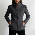 thumbnail image 6 of Breezora Women's Stand Collar Slim Fit Long Sleeve Jacket with Full Zip and Side Pockets for Casual Outerwear XL Size Grey, 6 of 7