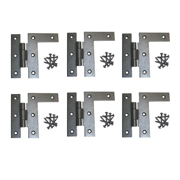 Renovators Supply Manufacturing Black Cabinet Hinges 3.5 in HL Offset Hinge Right Wrought Iron Kitchen Cabinet Hinge with Hardware Pack of 6