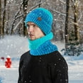 thumbnail image 6 of Dyfzdhu Men Women Winter Knitted Fleece Windproof Hood Scarf Coif Knit Hat Warm Hats for Adult Blue, 6 of 9