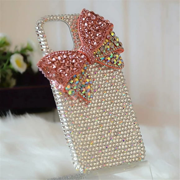 Compatible with LG G7/LG G7 ThinQ Glitter Case,3D Diamond Cute Bow Crystal Rhinestone Women Girls Rainbow Shiny Sparkle Bling Glitter Protective Phone Case Cover