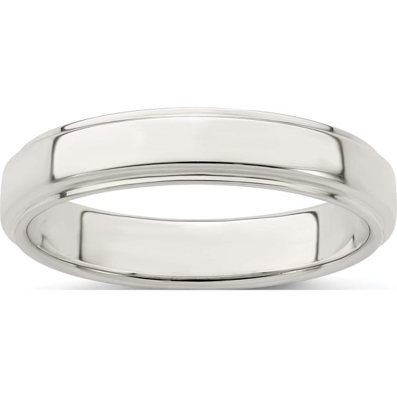 Sterling Silver Ss 4mm Flat With Step Edge Size 10 Band Made In United States qwfe040-10