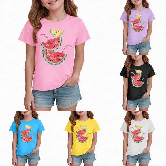 larppty Watermelon Pattern Cute Summer Baby Toddler Kids Girl Boy T-Shirt (Sky Blue, 2-3 Years)
