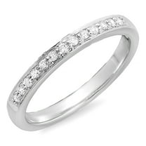 0.15 Carat (ctw) 18K White Gold Round White Diamond Ladies Anniversary Wedding Ring Stackable Band