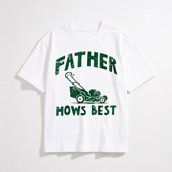 Father Mows Best Lawn Mower Graphic T-Shirt, Funny Gardener Papa Tee
