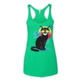 thumbnail image 2 of Wild Bobby, Cool California Beach Kitten Silhouette Sun Cat | Womens Cat Lover Premium Tri-Blend Racerback Tank Top, Envy, Large, 2 of 4
