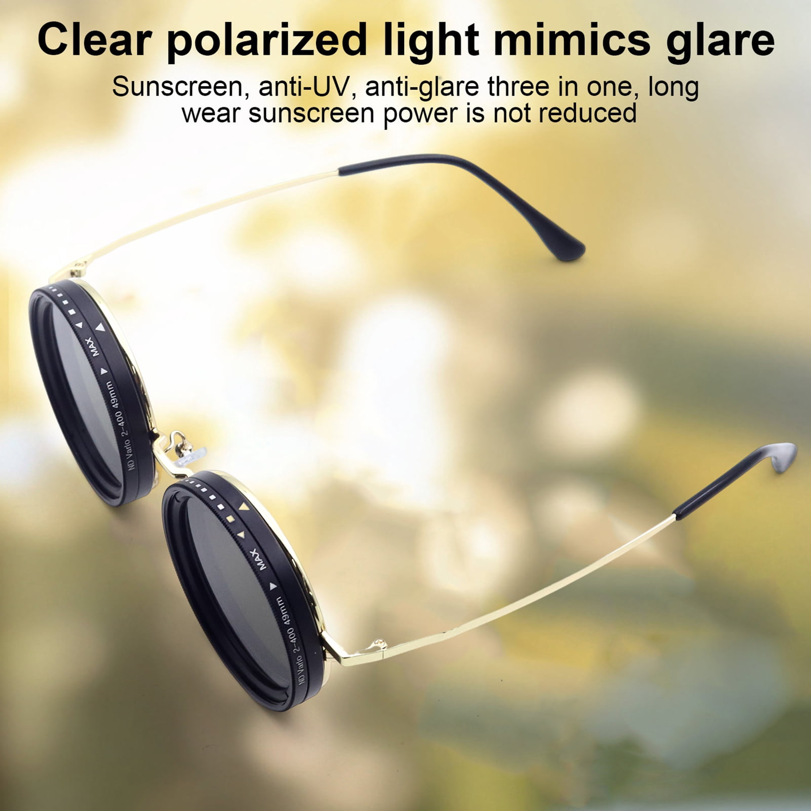 ZenCart Round Polarized Glasses with ND Filter Lenses 1-9 Gears Adjustable Tint Sunglasses UV Protection Men Beach Fishing Driving Cycling Glasses Eyewear