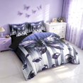thumbnail image 2 of Homewish Glowing Butterfly Twin Bedding for Girls, Bling Stars Diamonds Bedding Comforter Set, Blue White, Black Reversible, 7-Piece, 2 of 7