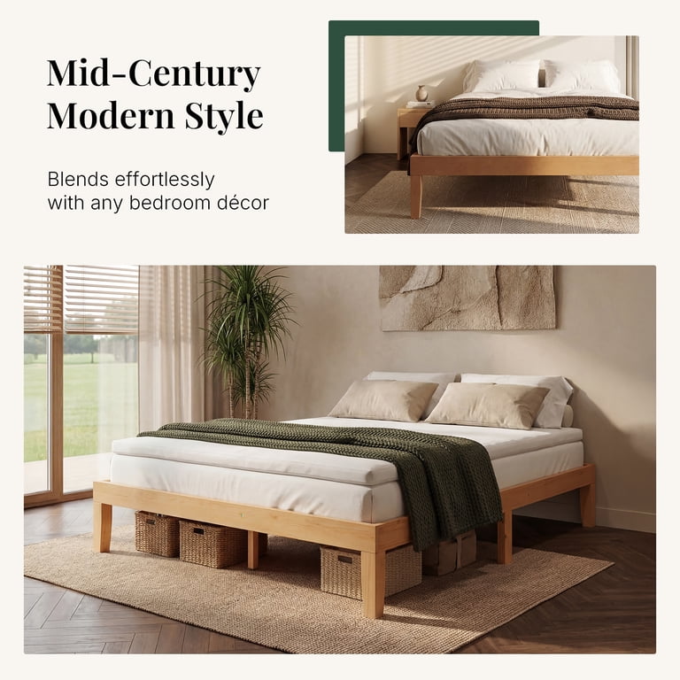 CONCETTA 12-inch Pine Platform Bed Frame, No Box Spring - Walmart.com