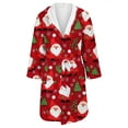 thumbnail image 4 of Women's Fleece Plush Robe Long Warm Plush Bathrobe Loungewear Jacket Printed Comfort Robe, 4 of 5