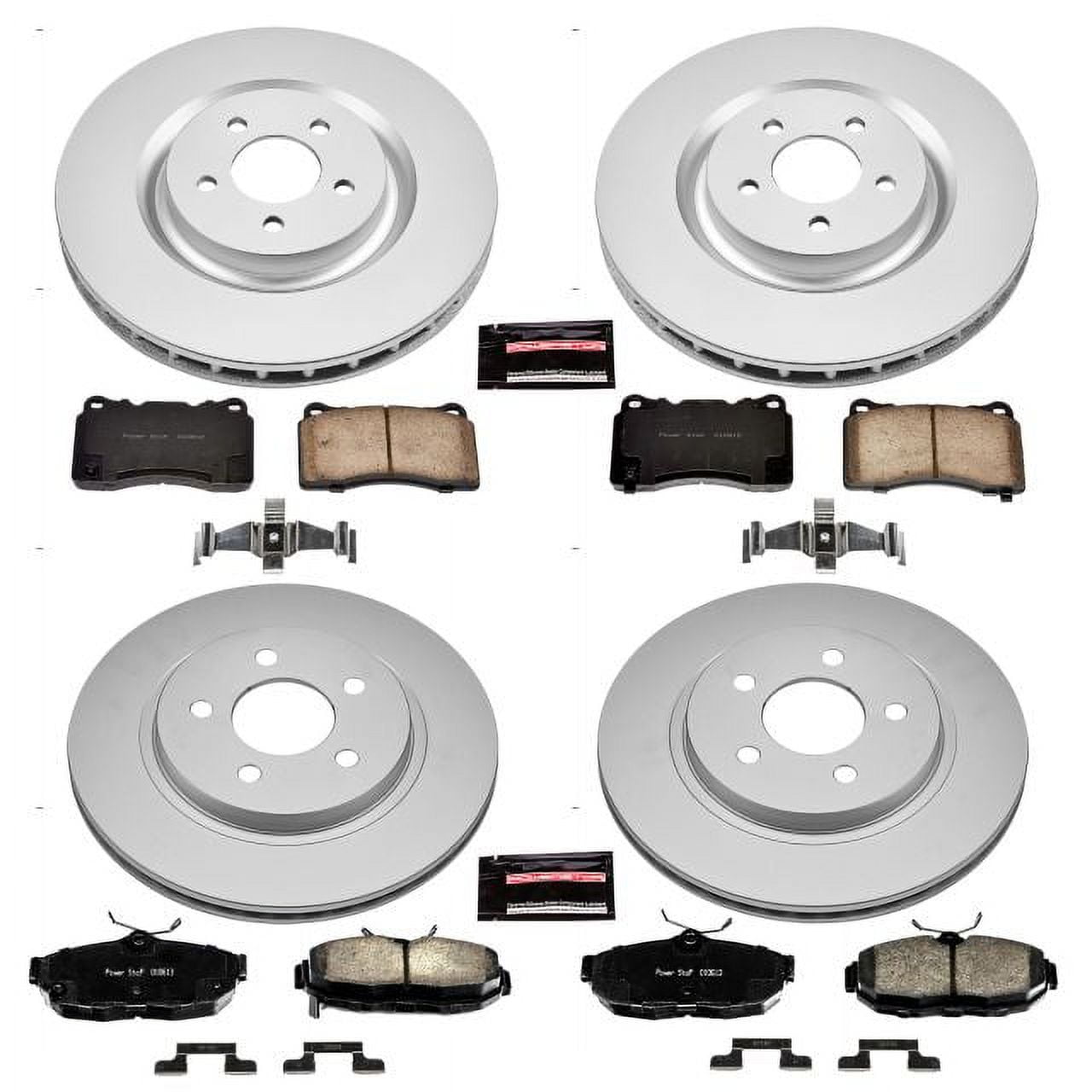 PowerStop Front and Rear Geomet Coated Brake Rotor and Pad Kit Fits: FORD Select Models CRK5942