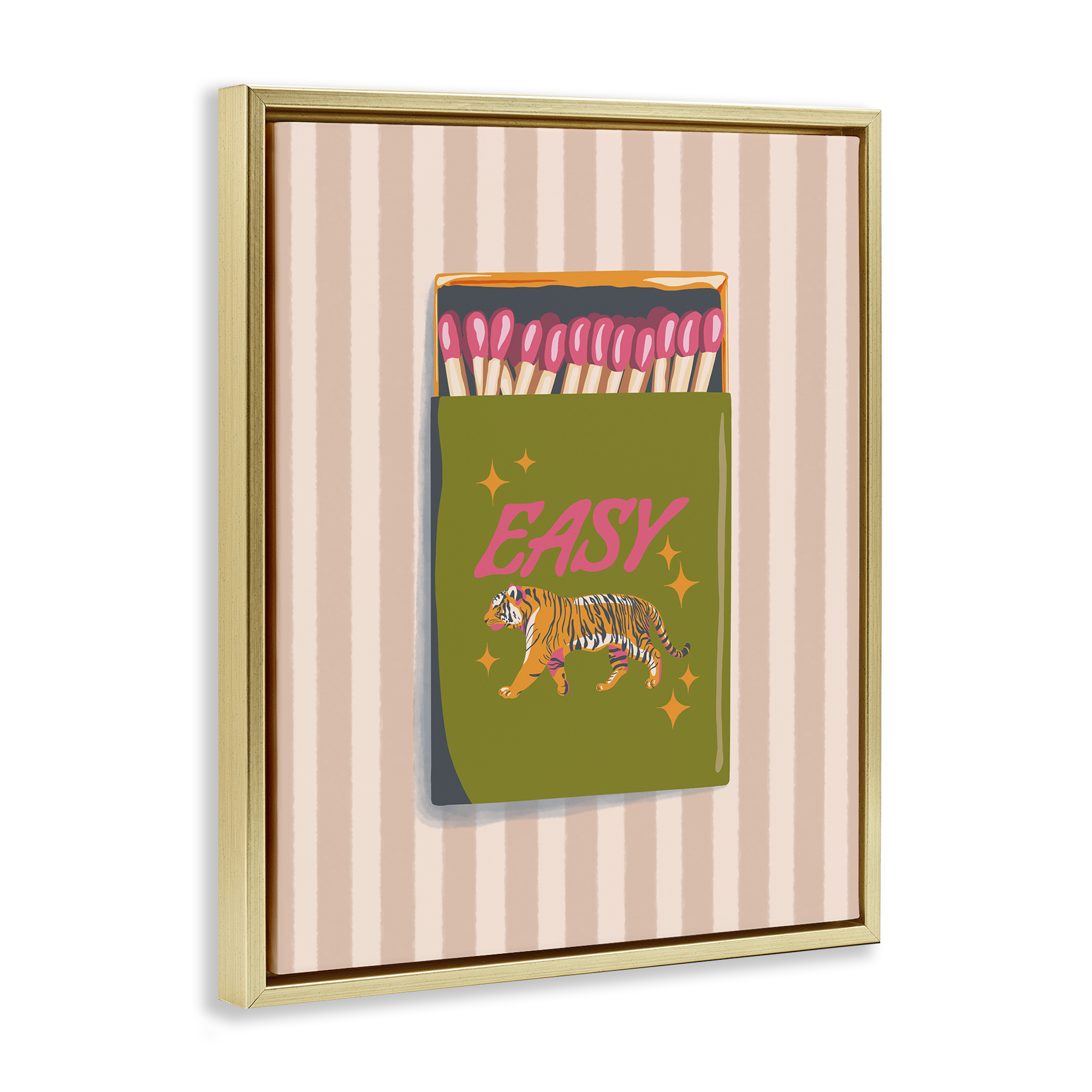 Easy Tiger Retro Matches Gold Framed Floater Canvas Wall Art, design by Elyse Anastacia