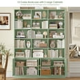 thumbnail image 6 of Homfa 5-Tier Triple Wide Bookcase with 4 Doors, 15 Cubes Bookcase with 2 Cabinets for Study Living Room Home Office, Green, 6 of 7