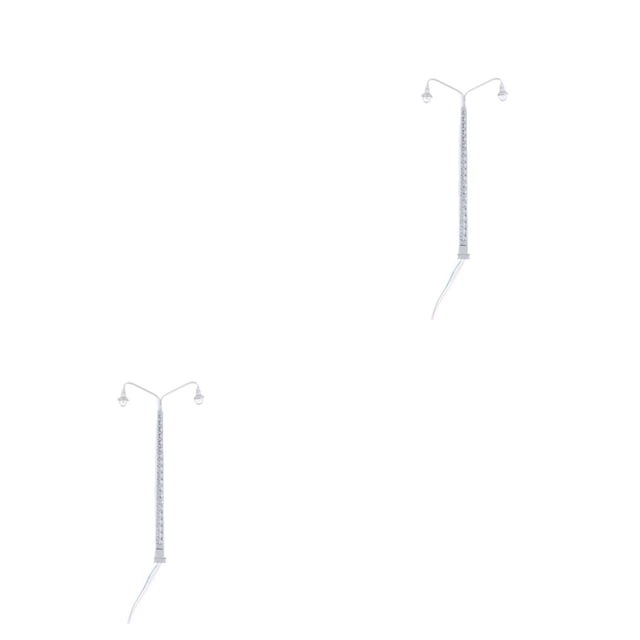 Moyic Model Railway Lamp Classical 1:87 Scale Streetlight Light Garden Decorations Home Double-Heads Layout LED Park Building Plata (luz blanca) 2Conjunto