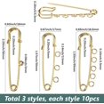 thumbnail image 2 of 30Pcs 3 Styles Iron Brooch Findings Kilt Pins Golden 49~56x16~17x4.5~5mm Hole: 2~3.5mm 10pcs/style, 2 of 5