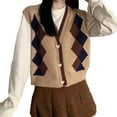 thumbnail image 1 of Knitted Vest Top Open Front Cardigan With Pattern Layering Casual Outerwear For Versatile Style Women'S Cardigan Gold One Size, 1 of 4