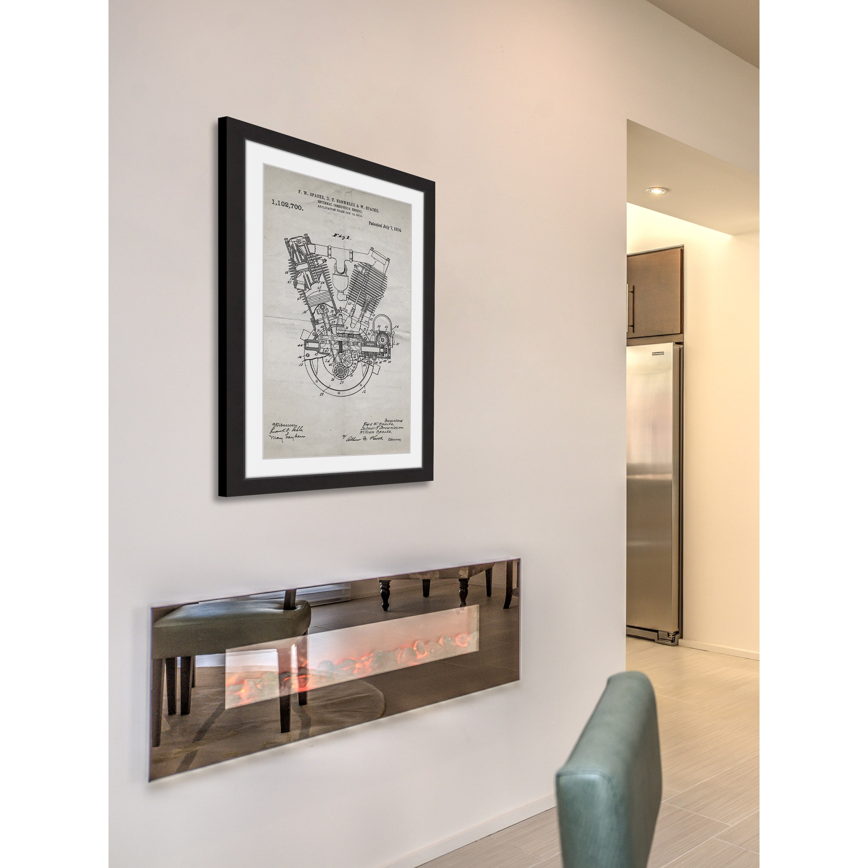 "Engine 1914 Old Paper" Framed Painting Print