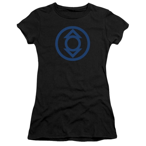 Green Lantern Blue Emblem S/S Junior Women's T-Shirt Sheer Black