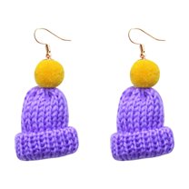 SUSHANG Wool Ball Knitted Hat Earrings Christmas Simulation Creative Earrings Earrings Cute Wool Wool Knitted Hat Earrings Ear Hook