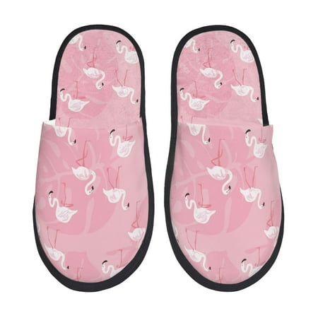 

Rateoe Pink Flamingos and Flowers Pattern Fuzzy Slippers Fuzzy Soft House Slippers Plush Furry Warm Cozy Open Toe Fluffy Home Shoes-Medium