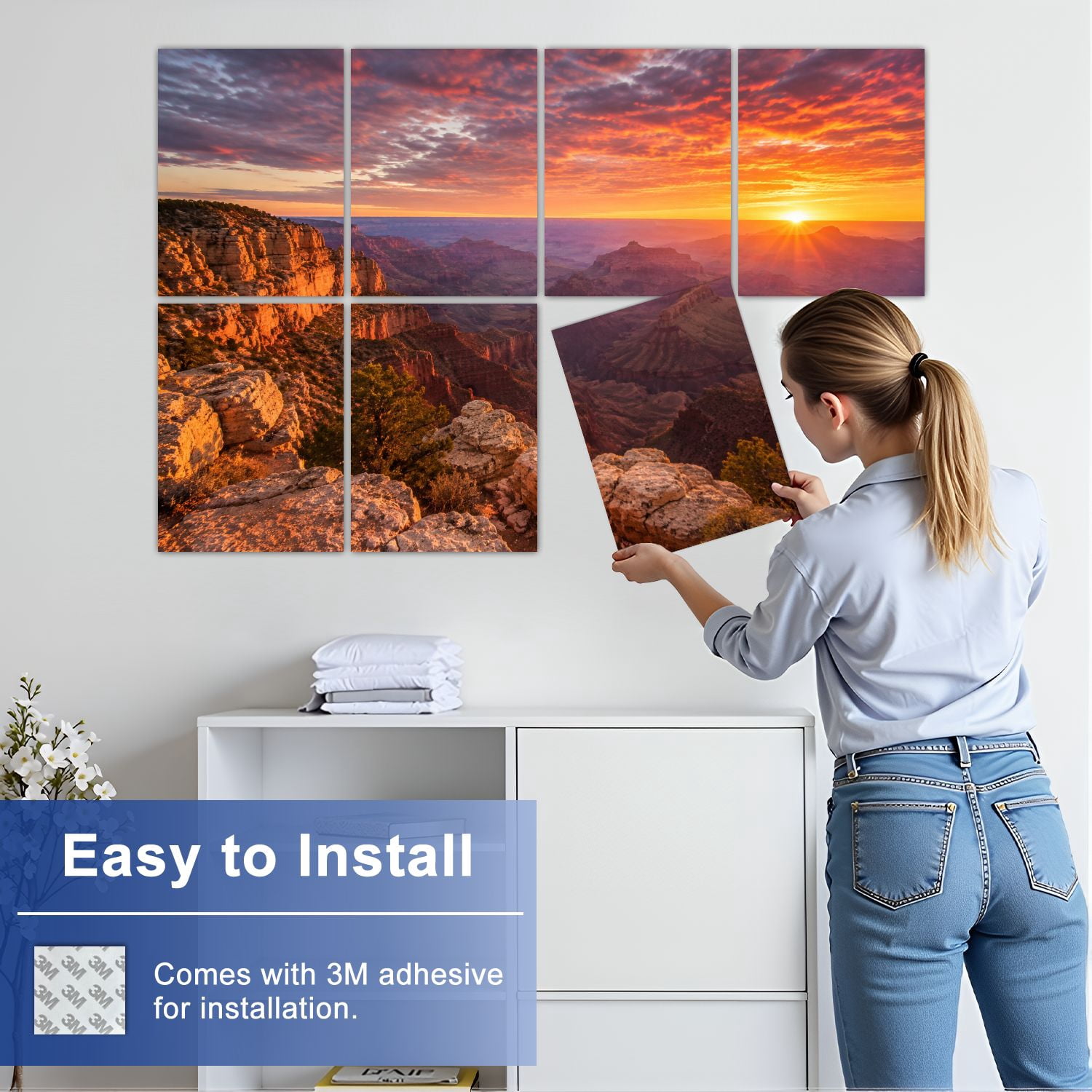 8 Pack Art Acoustic Panels Sound Absorbing North Rim Grand Canyon Cape Royal Decorative Soundproof Wall Panels Self Adhesive for Nursery Game Room Bedroom 48"x32"
