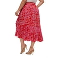 thumbnail image 5 of Beautybatik Fuchsia Women Batik Floral Print Long Flowy Pleated Elastic High Low Ruffle Skirt 3X, 5 of 5