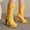 Yellow, variant on Bnwani Women Boots New Winter Fashion High-Heel High Mid-Calf Casual Solid Boot Black Size 5.5