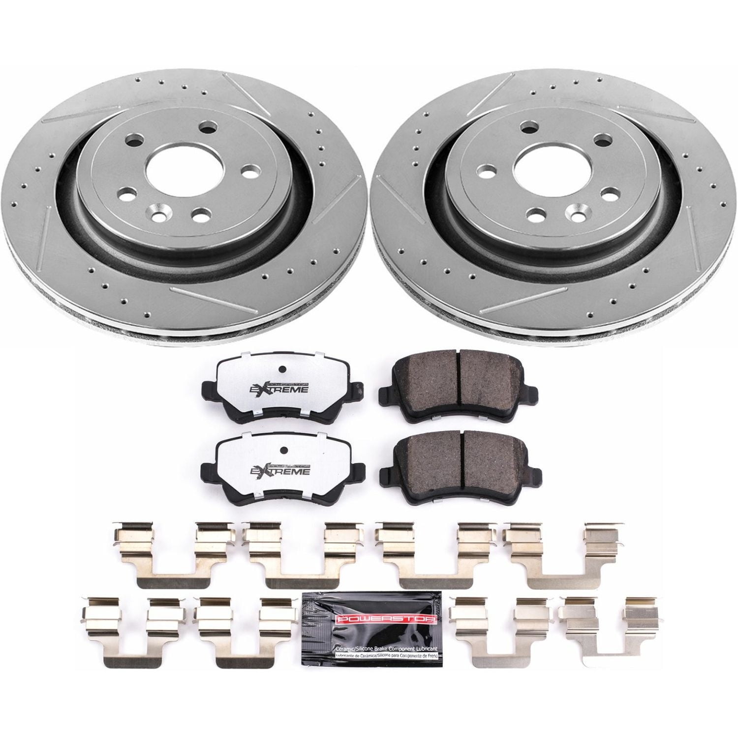 PowerStop Rear Z36 Truck & Tow Carbon-Fiber Ceramic Brake Pad and Drilled and Slotted Rotor Kit Fits: VOLVO Select Models K4702-36