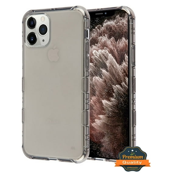 For Apple iPhone 11 PRO Phone Case Hybrid Protector TPU Rubber Silicone Gummy Soft Bumper Frame Shockproof Heavy Duty Drop Protection SMOKE TRANSPARENT Protective Case Cover for Apple iPhone 11 Pro