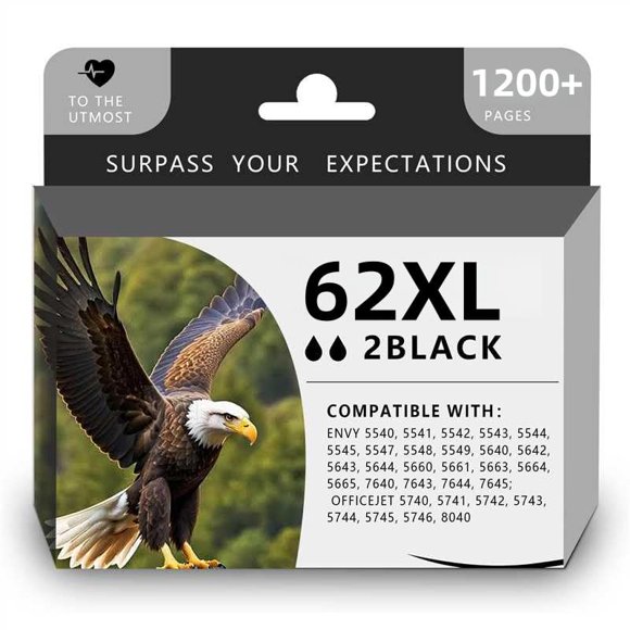 Cartucho de tinta negra PFKink 62XL para HP Envy y OfficeJet