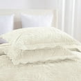 thumbnail image 2 of 3 Pcs Luxury Velvet Oversized Embroidery Quilted Quilt Set  Soft and Plush Bedding Set  Includes Quilt and Shams All-Season Comforter, 2 of 7