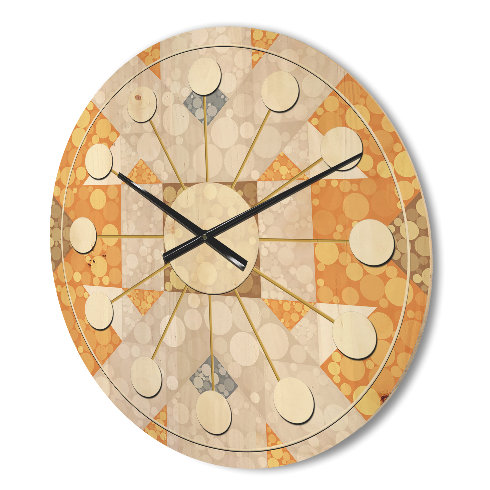 Designart 'Retro Geometric Design I' Mid-Century Modern Wood Wall Clock