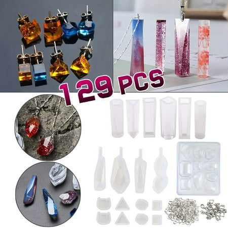 Grtxinshu 123Pcs OR 129Pcs/Set Resin Casting Mold Kit Silicone For Necklace Jewelry Pendant Craft (Best Resin For Jewelry Making)