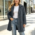 thumbnail image 4 of Mittory Women's Lapel Button‑Front Fuzzy Fleece Mid‑Length Coat, Long Sleeve Warm Winter Outerwear with Side Pockets, 4 of 7