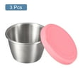 thumbnail image 3 of 3pcs Small Condiment Containers with Lids, Stainless Steel Salad Dressing Container for Lunch Bento Box, Pink, 3 of 5