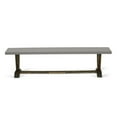thumbnail image 3 of Pemberly Row V-Style 15x72" Wood Dining Bench in Jacobean/Cement Gray, 3 of 5