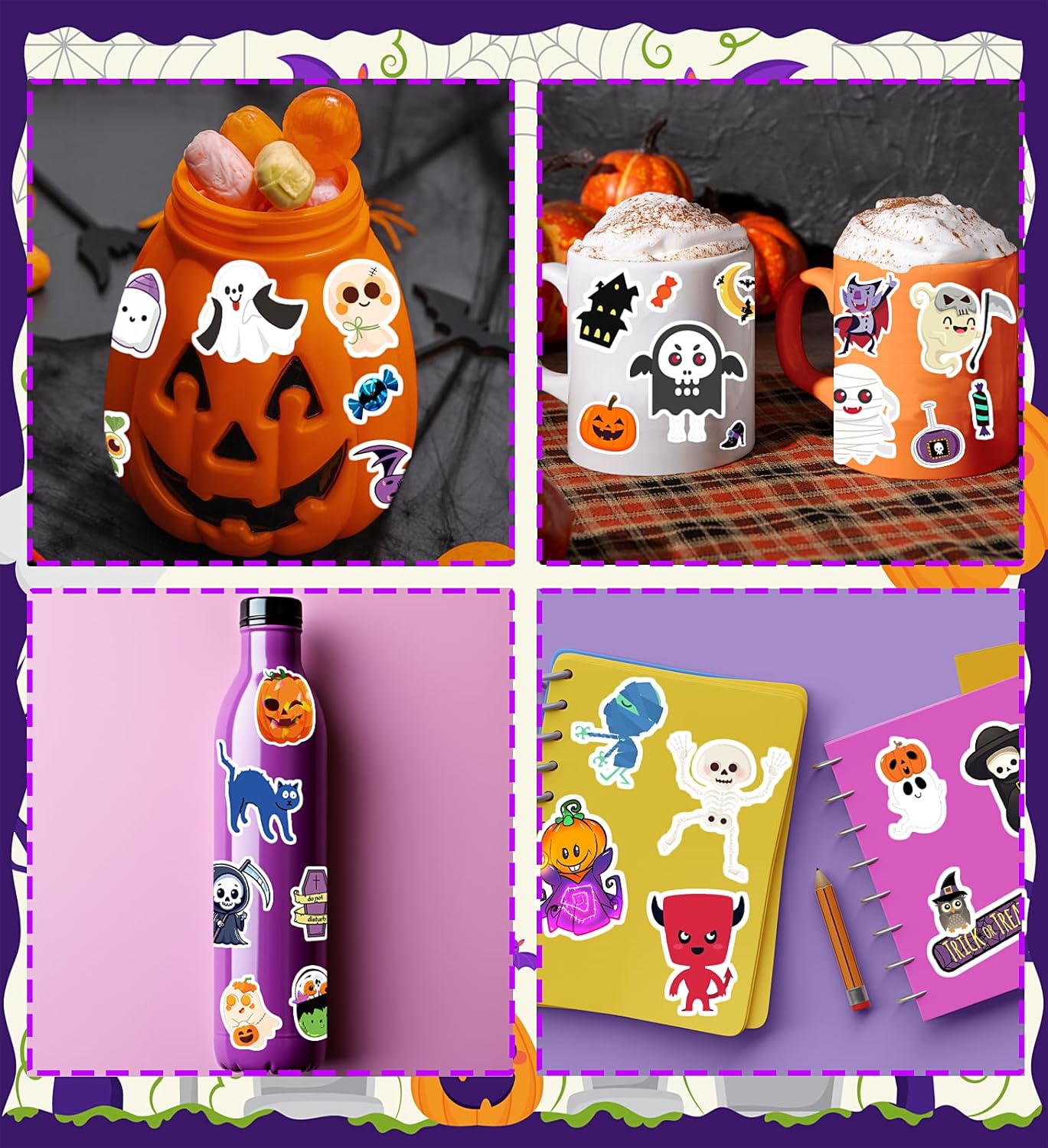 Halloween Stickers & Party Favors - 18 Sheets, 500PCS Vinyl Waterproof Stickers for Kids' Games, Treats & Decorations